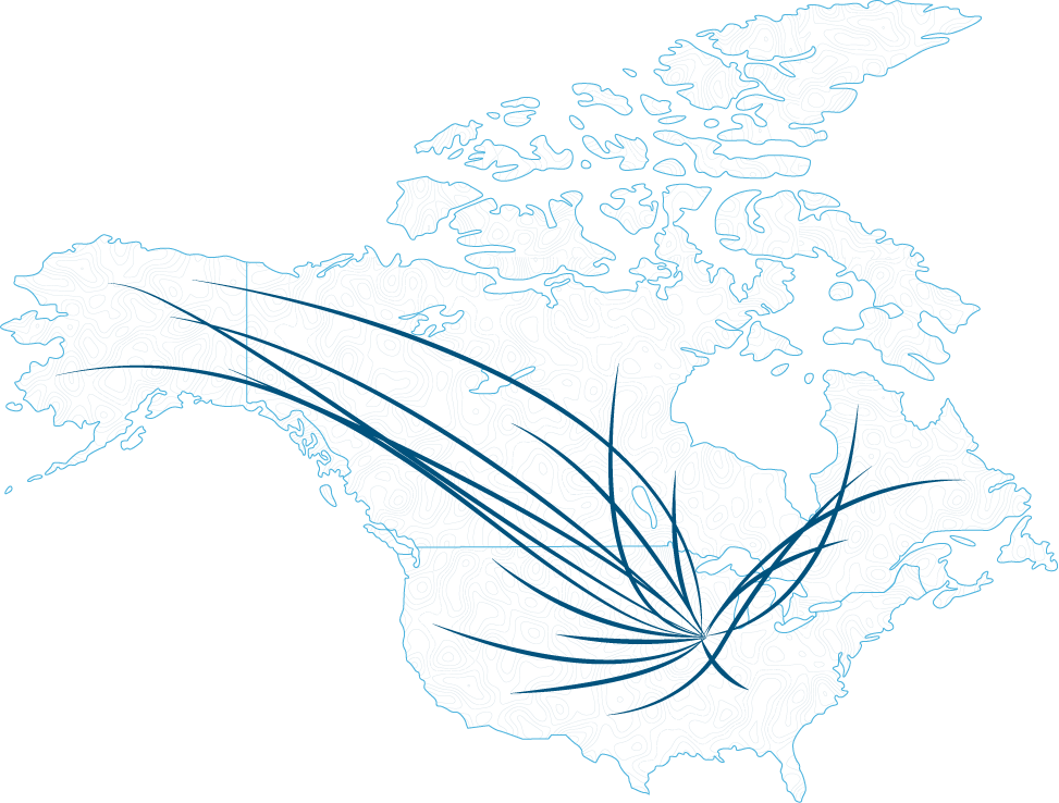 Map of logistics routes covering USA, Canada, and Alaska for Windy Expedite Inc.