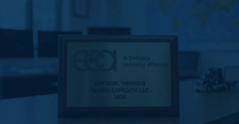 The official ECA Delivery Industry Alliance corporate logo displayed alongside a Windy Expedite commercial vehicle.